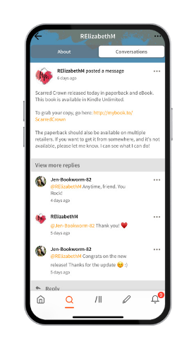 Wattpad Creator RElizabethM conversation board on Wattpad