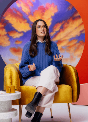 Woman standing in wind