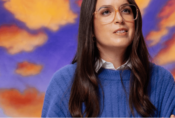Woman standing in wind