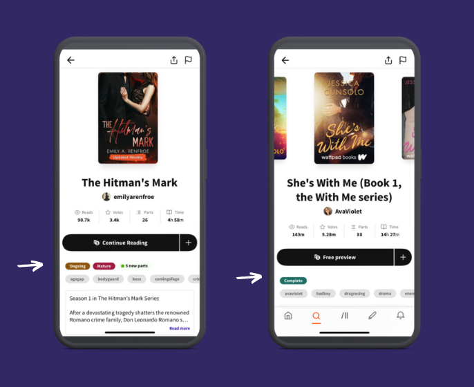 Ongoing vs Complete stories on Wattpad