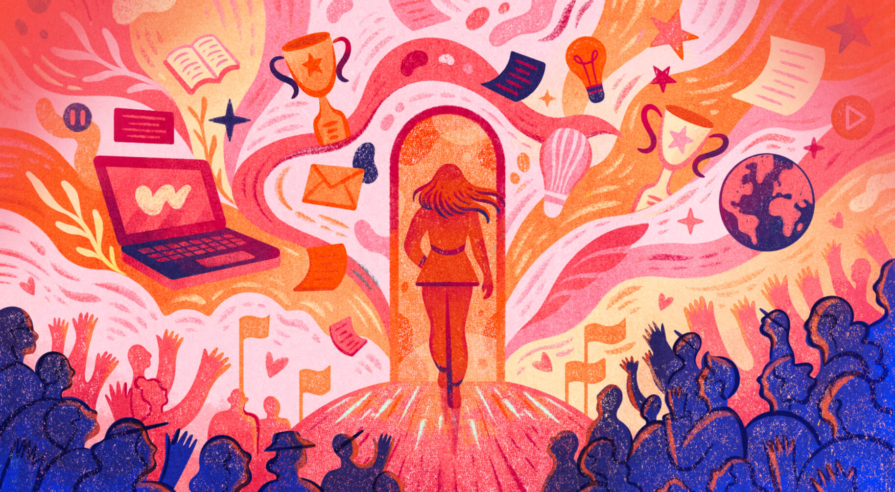 Woman walking down runway