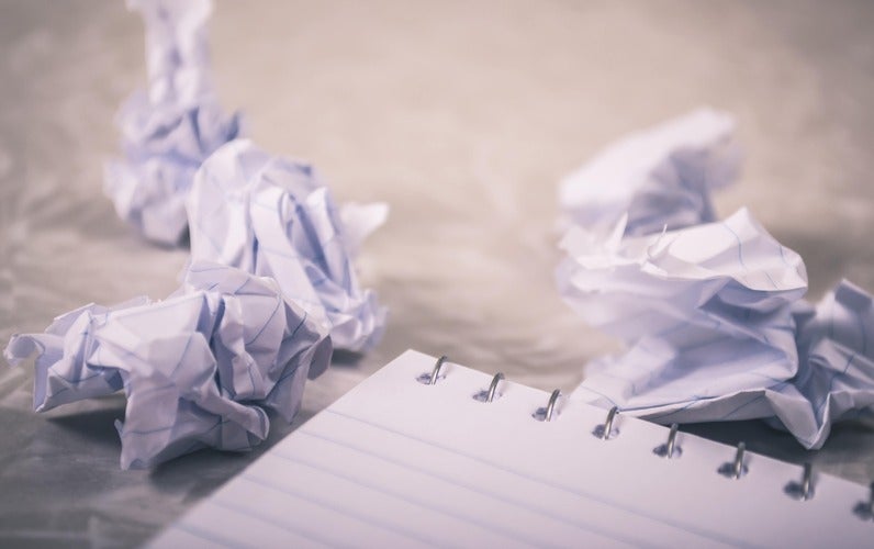 Writing an unsuccessful story - crumpled paper